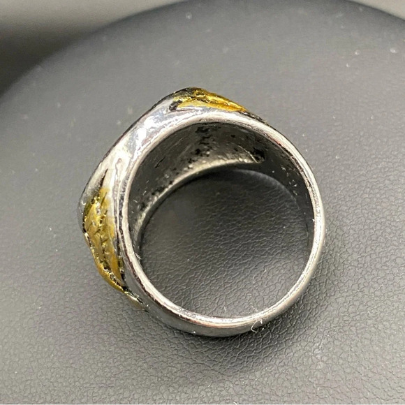 Gold Plated Stainless Steel 6 Point Star Ring with Eagle Design Size 8 - Picture 8 of 11